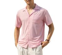 Casey Kevin Camicia Uomo Maniche Corte Estiva Manica Corta Tessuto a Maglia Traspirante Camicia Casual per Estiva Beach Spiaggia