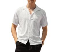 Casey Kevin Camicia Uomo Maniche Corte Estiva Manica Corta Tessuto a Maglia Traspirante Camicia Casual per Estiva Beach Spiaggia