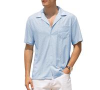 Casey Kevin Camicia Uomo Maniche Corte Estiva Manica Corta Tessuto a Maglia Traspirante Camicia Casual per Estiva Beach Spiaggia
