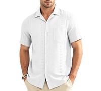 Casey Kevin Camicia Uomo Maniche Corte Estiva Manica Corta Tessuto a Maglia Traspirante Camicia Casual per Estiva Beach Spiaggia, L