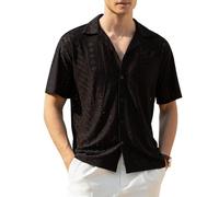 Casey Kevin Camicia Uomo Maniche Corte Estiva Manica Corta Tessuto a Maglia Traspirante Camicia Casual per Estiva Beach Spiaggia