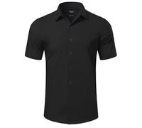 Casey Kevin Camicia Uomo Maniche Corte in Fibra di Bamboo - Camicia a Righe | Camicia Uomo Maniche Corte - Traspirante, No Stiro, Elegante e Casual - Per Estate, Spiaggia, Lavoro e Cerimonie