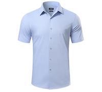 Casey Kevin Camicia Uomo Maniche Corte in Fibra di Bamboo - Camicia a Righe | Camicia Uomo Maniche Corte - Traspirante, No Stiro, Elegante e Casual - Per Estate, Spiaggia, Lavoro e Cerimonie