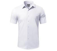 Casey Kevin Camicia Uomo Maniche Corte in Fibra di Bamboo - Camicia a Righe | Camicia Uomo Maniche Corte - Traspirante, No Stiro, Elegante e Casual - Per Estate, Spiaggia, Lavoro e Cerimonie
