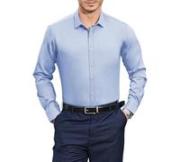 Casey Kevin Camicia Uomo Maniche Lunghe bambù Camicie Business Casual Non Stiro Camicia Uomo Elegante per Ufficio Abito Matrimonio, L