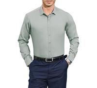 Casey Kevin Camicia Uomo Maniche Lunghe bambù Camicie Business Casual Non Stiro Camicia Uomo Elegante per Ufficio Abito Matrimonio, L