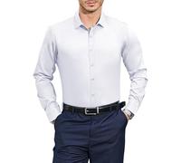 Casey Kevin Camicia Uomo Maniche Lunghe bambù Camicie Business Casual Non Stiro Camicia Uomo Elegante per Ufficio Abito Matrimonio, L