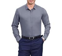 Casey Kevin Camicia Uomo Maniche Lunghe bambù Camicie Business Casual Non Stiro Camicia Uomo Elegante per Ufficio Abito Matrimonio, L