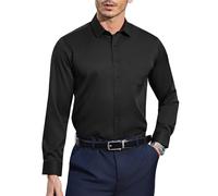 Casey Kevin Camicia Uomo Maniche Lunghe No Stiro Antipiega, Elegante Business Casual Camicie con Bottoni & Tasche, Regular Fit