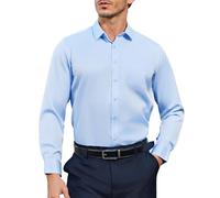 Casey Kevin Camicia Uomo Maniche Lunghe No Stiro Antipiega, Elegante Business Casual Camicie con Bottoni & Tasche, Regular Fit