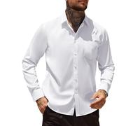 Casey Kevin Camicia Uomo Maniche Lunghe No Stiro Antipiega, Elegante Business Casual Camicie con Bottoni & Tasche, Regular Fit