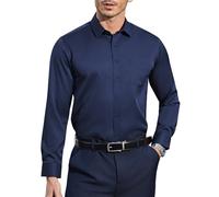 Casey Kevin Camicia Uomo Maniche Lunghe No Stiro Antipiega, Elegante Business Casual Camicie con Bottoni & Tasche, Regular Fit