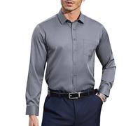 Casey Kevin Camicia Uomo Maniche Lunghe No Stiro Antipiega, Elegante Business Casual Camicie con Bottoni & Tasche, Regular Fit
