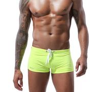Casey Kevin Costume da Bagno Uomo Costume Boxer Coulisse Pantaloncini Calzoncini da Bagno Elastico a Vita Bassa Boxershorts Nuoto Spiaggia Mare Piscina Swim, Giallo Fluorescente, XL