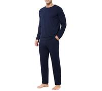 Casey Kevin Pigiama Uomo Invernale Lungo, Pigiami da Uomo Due Pezzi Set, Top Girocollo e Pantaloni con Tasche, Loungewear