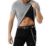 Casey Kevin Uomo Maglietta con Paillettes T-Shirt da Uomo Crop Top da Ballo Danza Jazz per Discoteca Club Party Festa, J3-argento