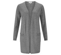 CASH-MERE.CH 100% cashmere Cardigan da donna lungo taglio dritto | Cardigan lungo a 2 fili, grigio., S