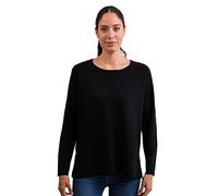 CASH-MERE.CH Maglione da donna in 100% cashmere con taglio dritto e spacco laterale. Felpa girocollo a 2 fili, Nero , M