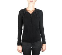 CASH-MERE.CH Pullover | Felpa con Cappuccio con Cerniera da Donna 100% Cachemire (Nero, L)