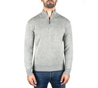 CASH-MERE.CH Pullover | Sweater | Maglione con Colletto con Cerniera da Uomo 100% Cachemire (Grigio, L)