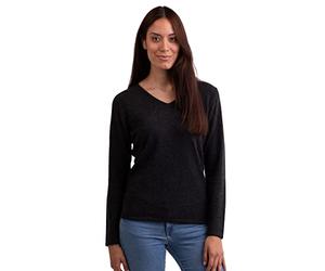 CASH-MERE.CH Pullover | Sweater | Maglione con Scollo a V da Donna 100% Cachemire (Grigio/Grigio Scuro, S)