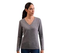CASH-MERE.CH Pullover | Sweater | Maglione con Scollo a V da Donna 100% Cachemire (Grigio, L)