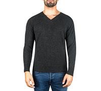CASH-MERE.CH Pullover | Sweater | Maglione con Scollo a V da Uomo 100% Cachemire (Grigio/Grigio Scuro, XL)