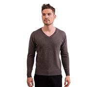 CASH-MERE.CH Pullover | Sweater | Maglione con Scollo a V da Uomo 100% Cachemire (Grigio/Taupe mélange, XXL)
