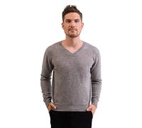 CASH-MERE.CH Pullover | Sweater | Maglione con Scollo a V da Uomo 100% Cachemire (Grigio, XXL)