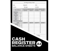 Cash Register Balance Sheets: Cashier Log Book for Daily Drawer Count, Currency, Coin, & Deposit Record Forms, Daily Sales Tracking and Accounting Ledger, Cash Counting Record Sheet