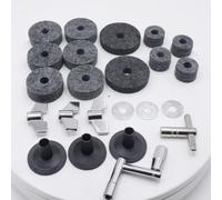 CashBeat Set di 23 accessori di ricambio per piatti, include feltri per piatti, feltro per frizione Hi-Hat, manicotti per piatti con base, dadi ad aletta, rondelle e chiave per tamburo, hardware