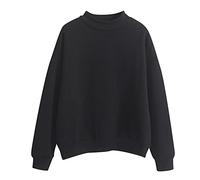 Cashmere - Maglione da donna bianco, a maniche lunghe, oversize, senza cappuccio, elegante, con scollo rotondo, in tessuto non tessuto agitato, casual, comoda Sprotsthit French Terry, Nero , XL