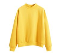 Cashmere - Maglione da donna bianco, a maniche lunghe, oversize, senza cappuccio, elegante, con scollo rotondo, in tessuto non tessuto agitato, casual, comoda Sprotsthit French Terry, giallo., s