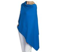 Cashmere Poncho Blu Cobalto Carino Mantella Scialle Taglia Unica per Tutti