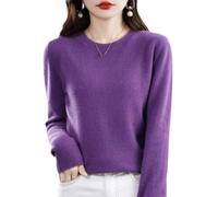Cashmere Sweaters for Women, 2024 New Cashmere Long Sleeve Soft Pullover Sweater (L,A-Purple)
