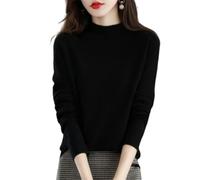 Cashmere Sweaters for Women, 2024 New Cashmere Long Sleeve Soft Pullover Sweater (M,A-Black)