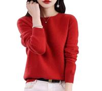 Cashmere Sweaters for Women, 2024 New Cashmere Long Sleeve Soft Pullover Sweater (S,B-Dark Red)