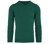 Cashmere Zone-Maglione Uomo Collo a V Pullover Invernale Manica Lunga Morbido e Caldo in 5% Cashmere Blend 25% Lana, 30% Viscosa e 40% Poliamide (S, Verde Inglese)