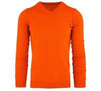Cashmere Zone-Maglione Uomo Collo a V Pullover Invernale Manica Lunga Morbido e Caldo in 5% Cashmere Blend 25% Lana, 30% Viscosa e 40% Poliamide (L, Arancione)