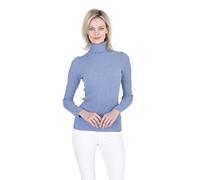 Cashmeren Maglione a collo alto 100% cashmere a costine a maniche lunghe Pullover per le donne, Celeste (Baby Blue), M