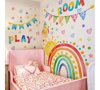 CashMuch Adesivi murali iridescence per la stanza dei bambini - Design arcobaleno sole razzo, 41,33 x 31,10 pollici, S- PVC Ers per decorazione sala giochi, facile da applicare e