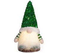 CashMuch Bambola di peluche a forma di gnomo natalizio illuminato, 29 cm, decorazione per la casa per le vacanze con paillettes, cappello svedese, a batteria, ornamento festivo per caminetto (grigio)