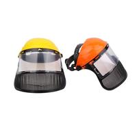 CashMuch Casco per decespugliatore da giardino con visiera protettiva integrale in rete per decespugliatore e motosega, fascia regolabile, arancione