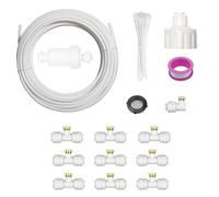 CashMuch Confezione da 10 sistemi di nebulizzazione per raffreddamento esterno per giardino, patio, kit spray fai da te con raccordi in ottone, tubo anti-UV da 10 m (bianco 10 m 10 teste)