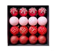 CashMuch Confezione da 16 palline di Natale colorate da 6 cm, ornamenti in plastica leggera, per decorazioni natalizie, colori assortiti (rosso)