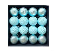 CashMuch Confezione da 16 palline di Natale colorate da 6 cm, ornamenti in plastica, palline leggere da appendere, per decorazioni natalizie, colori disponibili (blu)