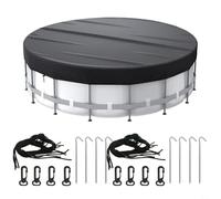 CashMuch Copertura rotonda per piscina multi dimensione, con funzione di riscaldamento solare, materiale Oxford nero (4,5 m)