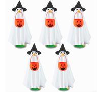 CashMuch Costume da oca di Halloween per oche da portico da 58 cm, con mantello, cappello da strega, occhi e borsa a forma di zucca, per cortile, patio, giardino