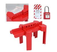 CashMuch Dispositivo di blocco valvola a sfera regolabile con lucchetto ed etichetta, materiale ABS, adatto per tubi da 1/2 a 2-1/2 pollici, per rubinetto esterno e valvola di sicurezza industriale