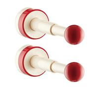 CashMuch Gancio a ventosa con telescopico regolabile, organizer da parete per cucina, bagno, installazione senza trapano, confezione da 2, rosso o bianco